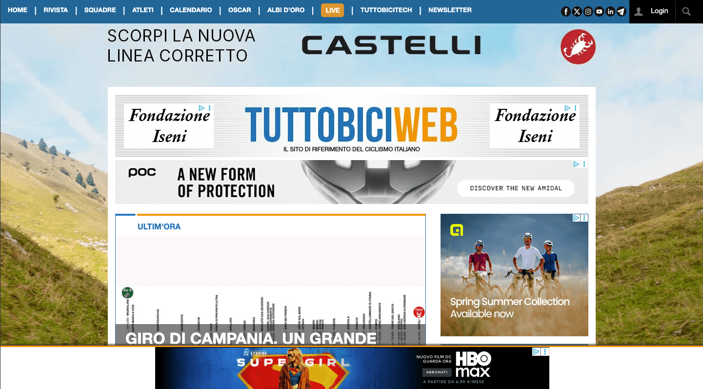 Testata editoriale digitale realizzata per TuttoBiciWeb